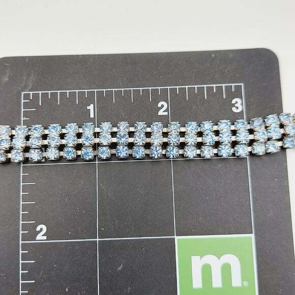 Stunning Baby Blue Marquis Rhinestone Necklace & Bracelet Set Statement Parure - Picture 14 of 16